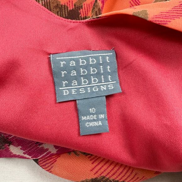 Rabbit Rabbit Rabbit Women's 90s Handkerchief Hem Dress Size 10 Red Pink - Picture 5 of 15
